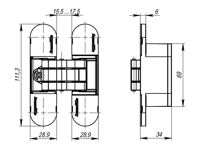 Купить дверную петлю UNIVERSAL 3D-ACH 60 в Минске