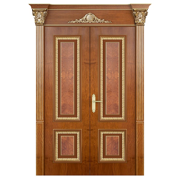 Двупольный дверной блок 005 (отделка шпон, патина)